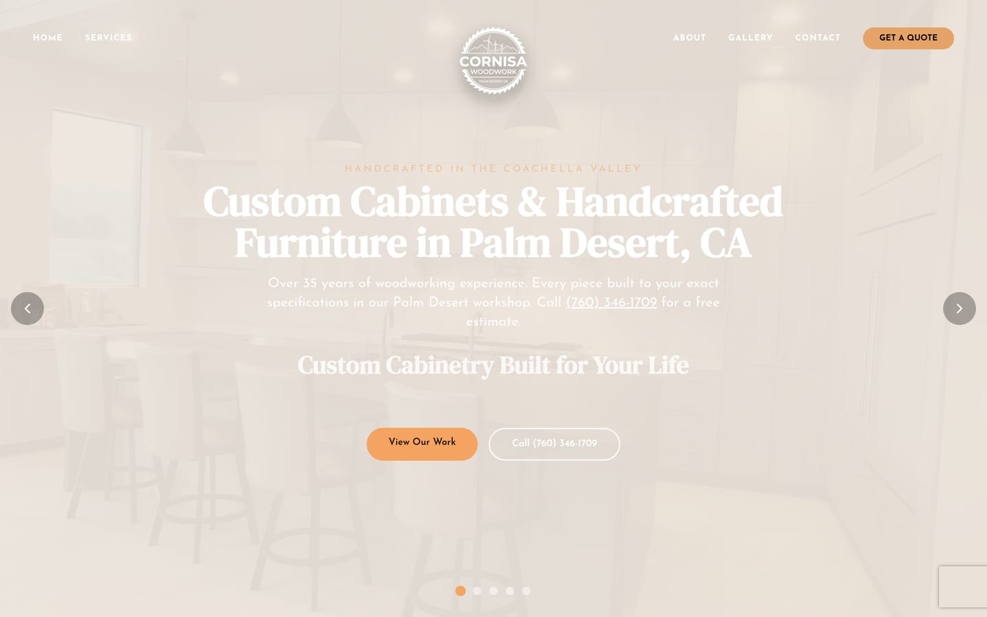Screenshot of Cornisa Custom Woodwork website