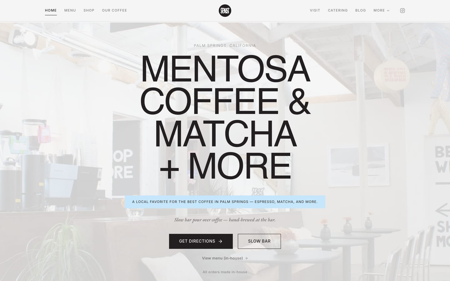 Screenshot of Mentosa Coffee website