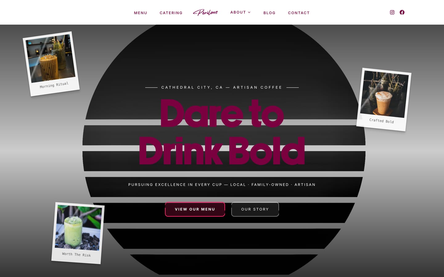 Screenshot of Perilous Coffee website
